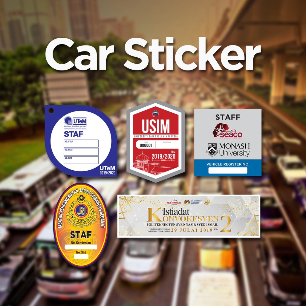 Sticker Kereta Roadtax Custom Pelekat Car Stiker Pas Cermin Depan