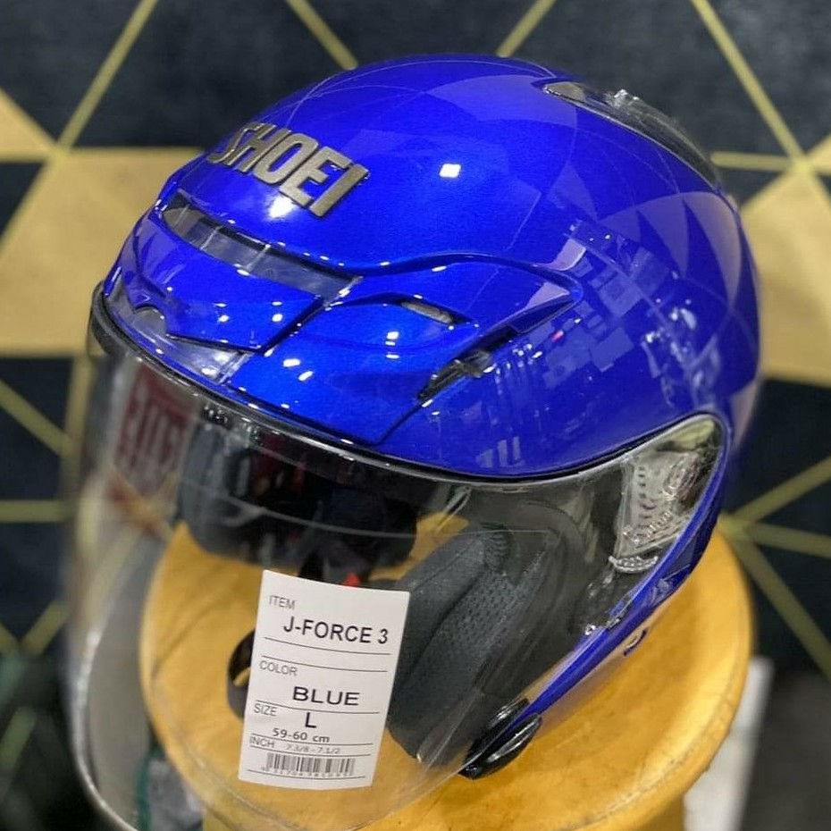 HELMET SHOEI J-FORCE 3 / JF3 / VISOR CJ1 (MATTE BLACK / BLUE HELMET SHOEI J-FORCE 3 / JF3 / VISOR CJ1 (MATTE BLACK / BLUE