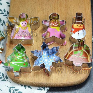 8pcs Christmas Cookies Mold Set, 3d Embossed Cookies Cutter Press Molds,  Including Christmas Tree, Snowman, Bell, Snowflakes, Santa Claus Pattern,  Pink, Suitable For Christmas Baking