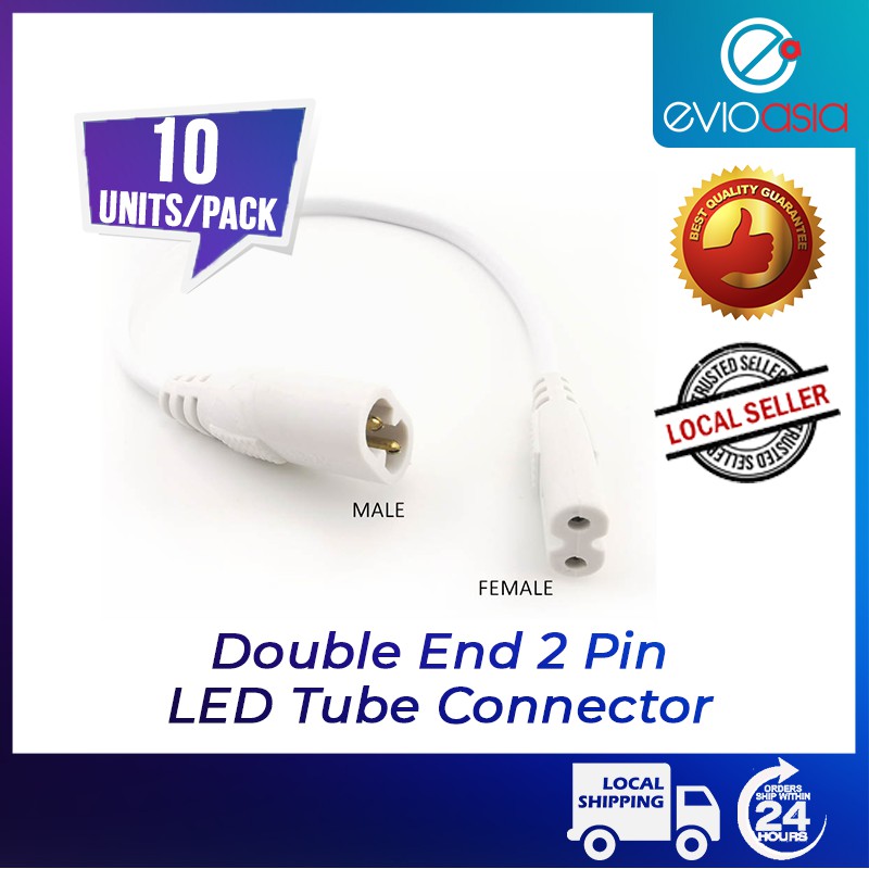 (10units/pack) LED Tube Connector 2 Pin Corner Line Male and Female ...