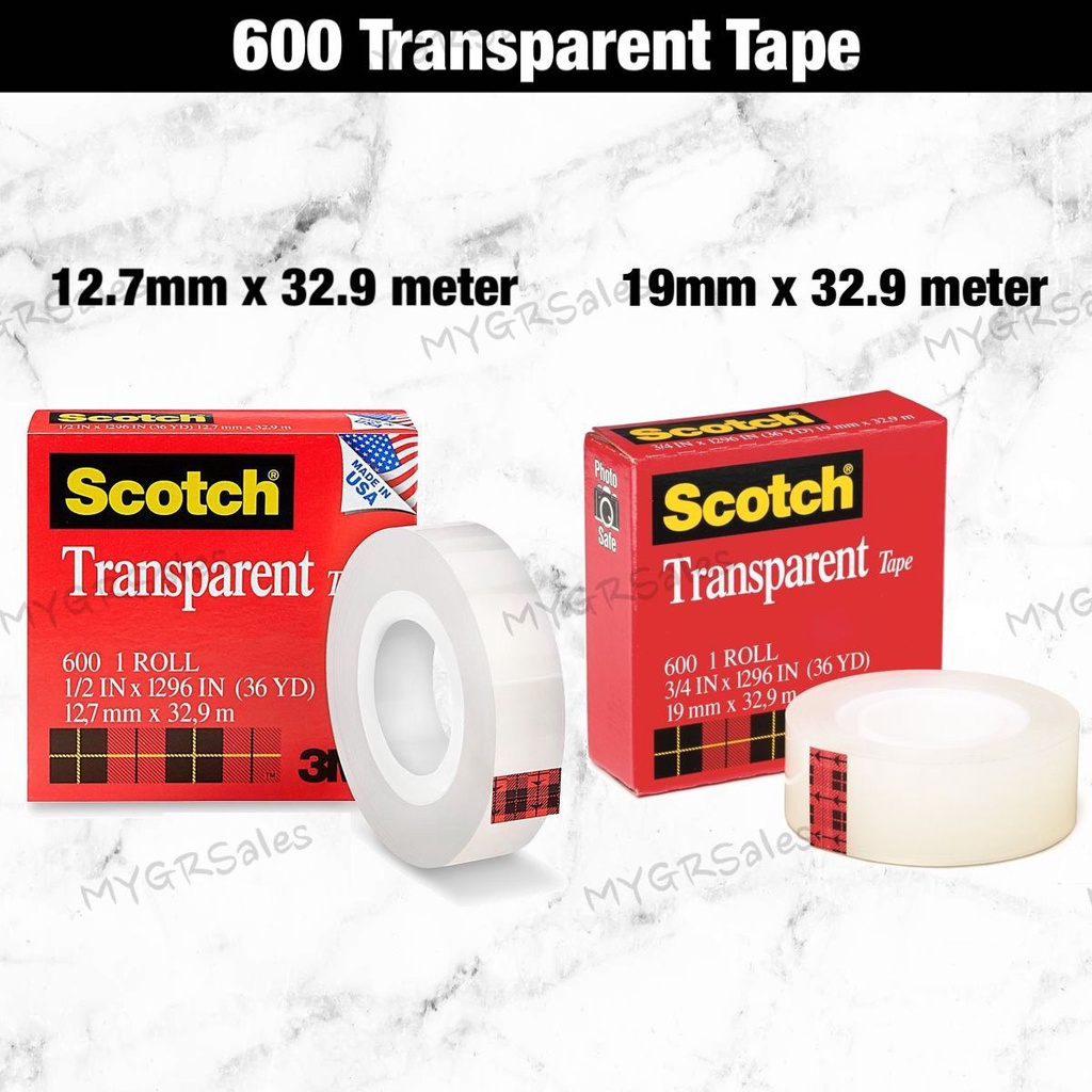 Tape 3m-scotch transparente glossy (3/4 x 36 yardas) –