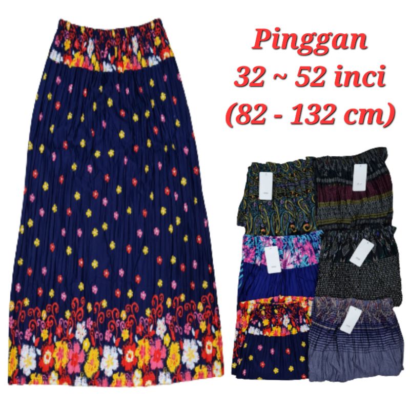 (5XL) SKIRT PLUS SIZE PLEATED MUSLIMAH / SKIRT LABUH KAIN TEBAL PLUS ...