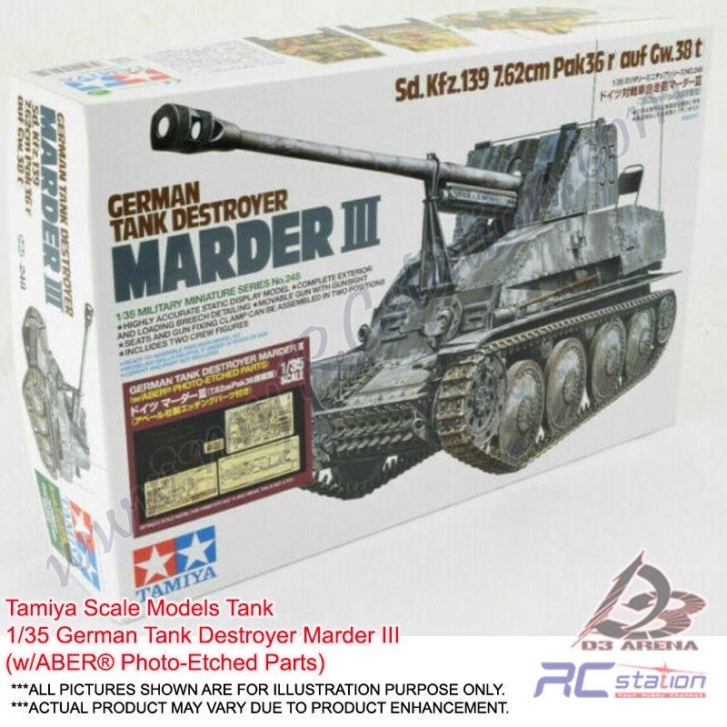 Tamiya Scale Models Tank #25161 - 1/35 German Tank Destroyer Marder III ...