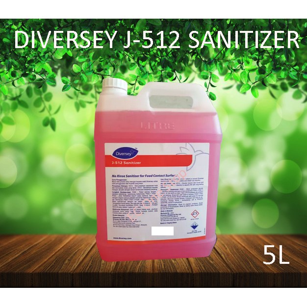 DIVERSEY 5L J-512 SANITIZER Multi Surface Quat Sanitizer/ No Rinse ...