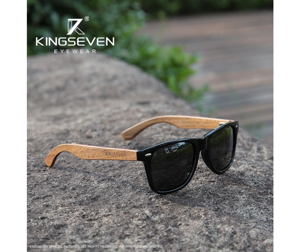 KINGSEVEN New Black Walnut Sunglasses For Men And Women Wood Polarized