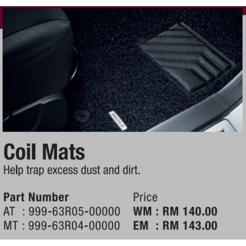 Original Perodua Bezza Coil Mats Gear Up Set Shopee Malaysia