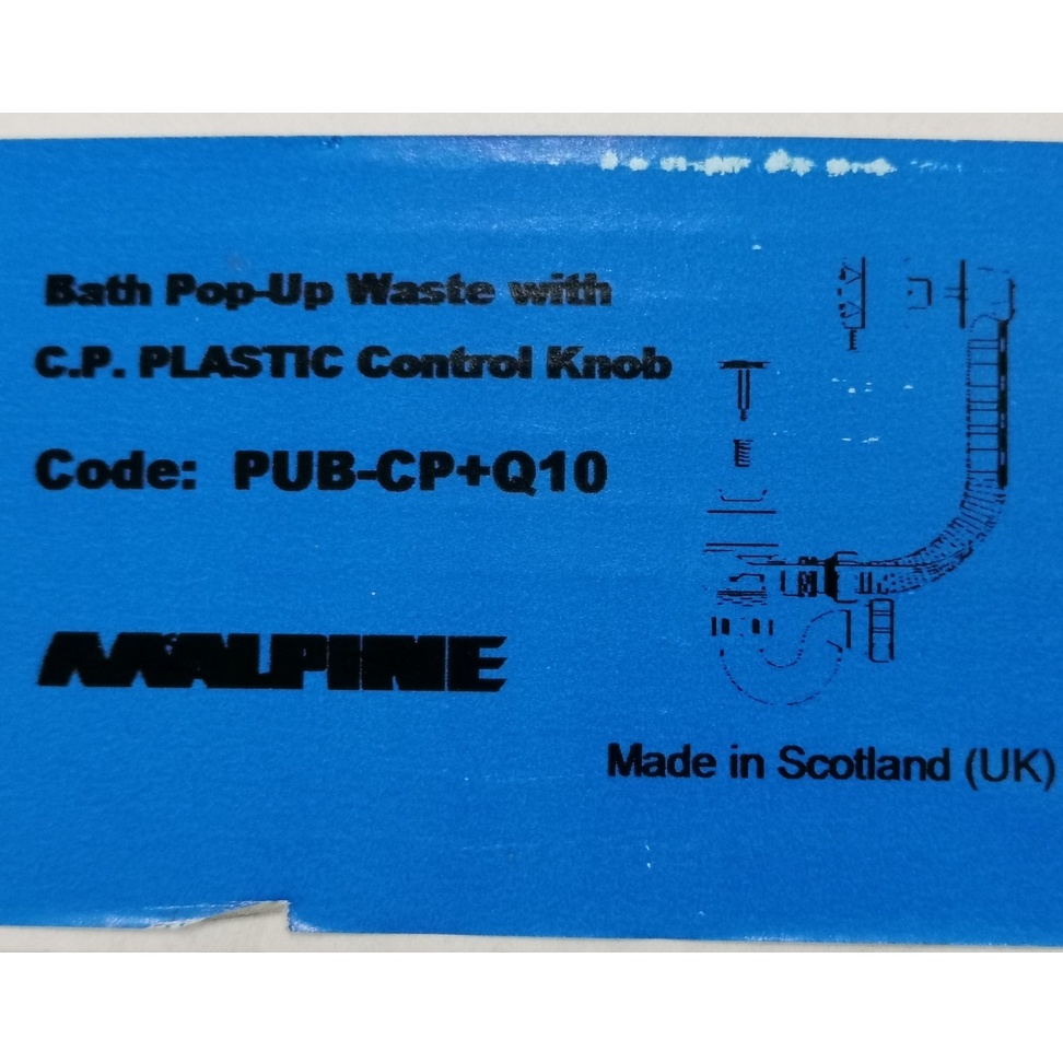 KiaQuest Mc Alpine PUBCP+Q10 Bath Pop Up Waste with CP Plastic