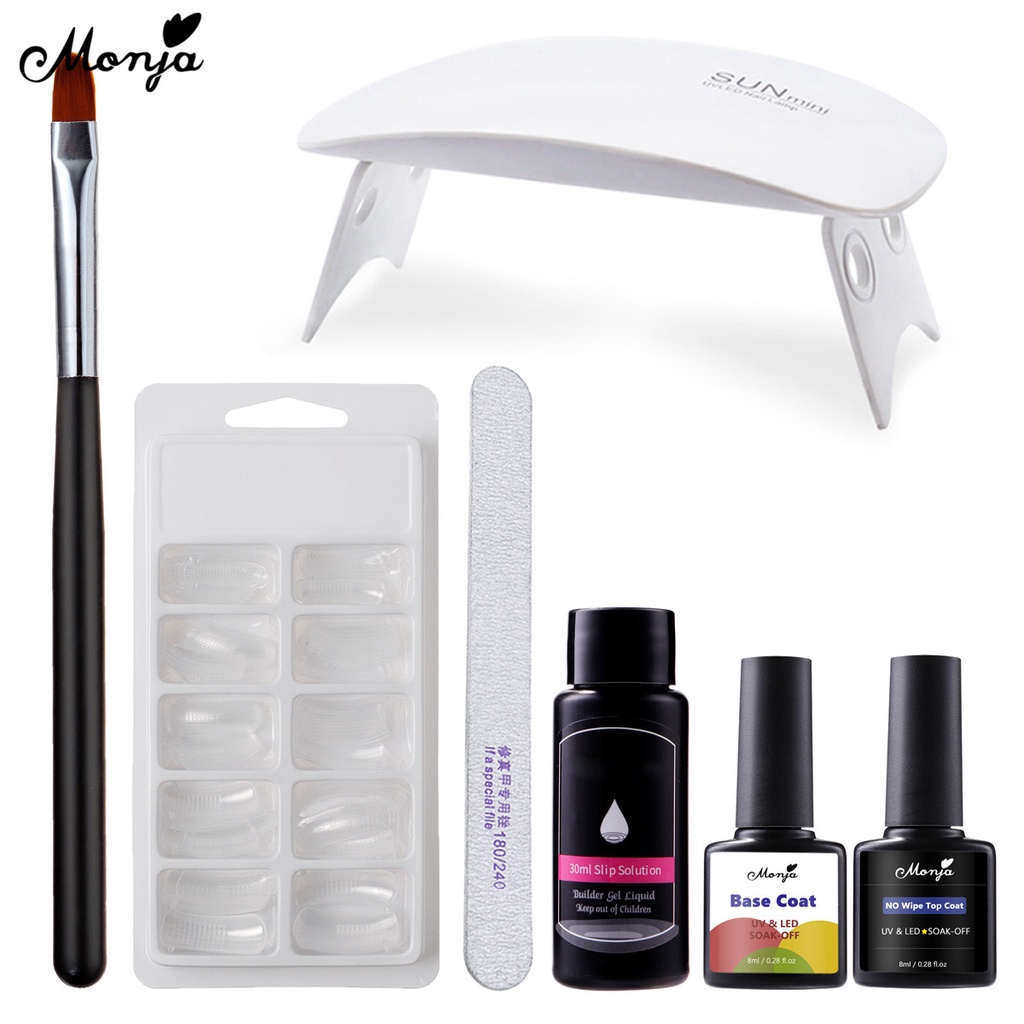Monja 7Pcs Beginner Nail Set Extension False Nail Art Designs Kits Nail ...