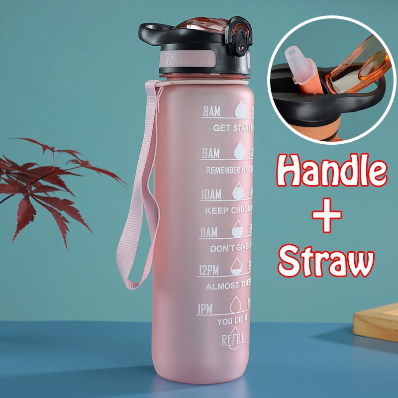 1000ml Ins Water Bottle with Straw Botol Air Viral BPA Free,Cute ...