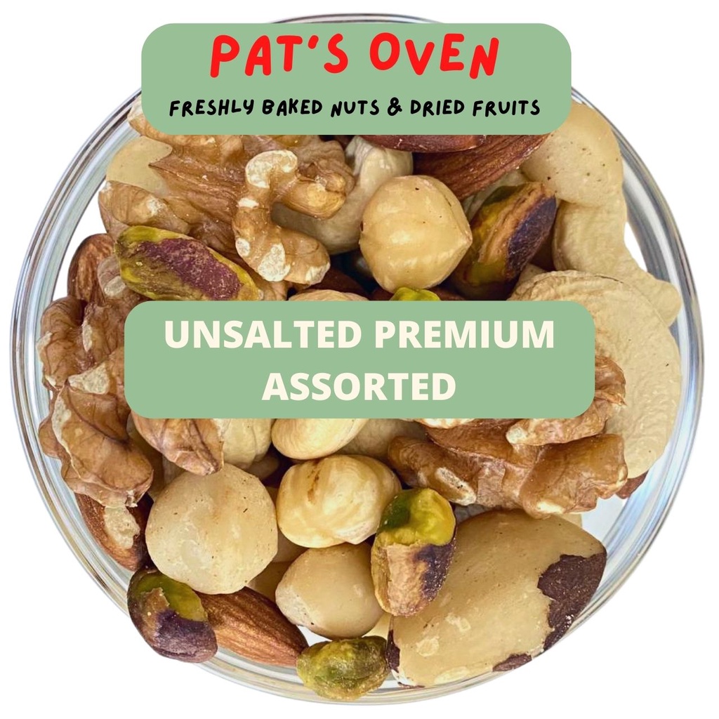 Premium Unsalted Assorted Mixed Nuts, Pat's Oven Healthy Baked Nuts ...