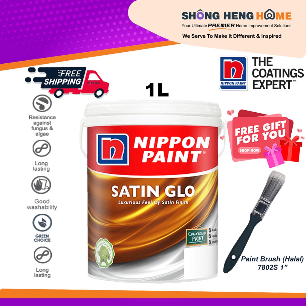 1L Nippon Paint Satin Glo Interior Wall [WALDEN WHITE OW 1010 P