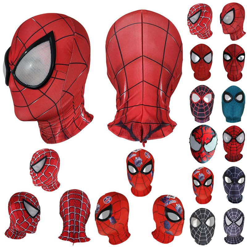 Spiderman Spider Man Miles Morales Elastic Mask Headcover Cosplay Adult ...