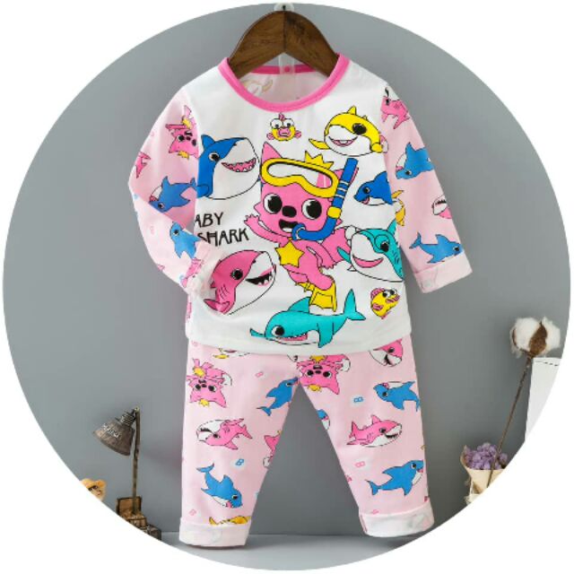 Girl pajamas baby shark pinkfong pyjamas sleepsuit set Shopee Malaysia