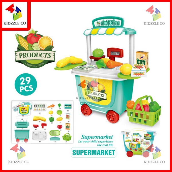 Supermarket Pretend Play Set Kids Mini Supermarket Toy Playset Market ...