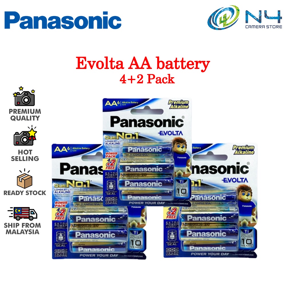 Panasonic Evolta 1.5v AA Alkaline Battery (4 Pcs + 2 Pcs x 3 Packs ...