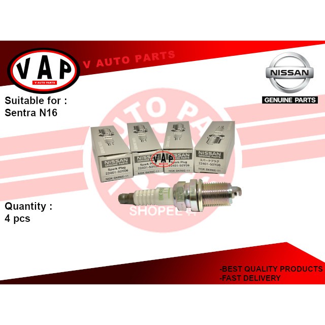 Nissan Sentra N16 Spark Plugs BKR6E11 (4 pcs) Made In Japan 2240150Y06 (Nissan Genuine Parts