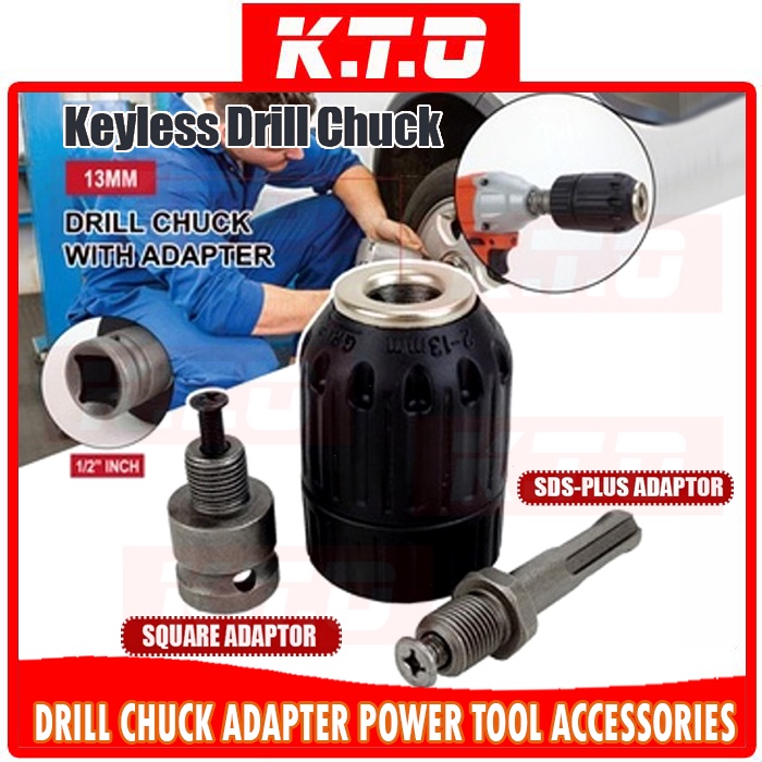 [13MM] KEYLESS DRILL CHUCK with CHUCK SDS PLUS ADAPTOR / CONVERTOR for
