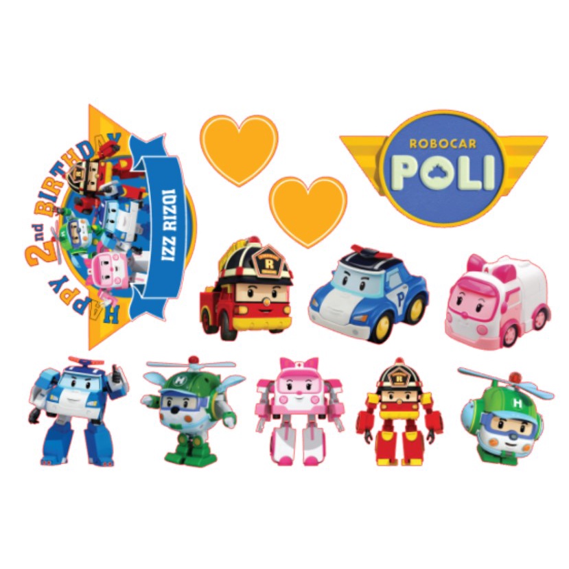 ROBOCAR POLI Cake Topper Cupcake Topper Kek Topper | Shopee Malaysia