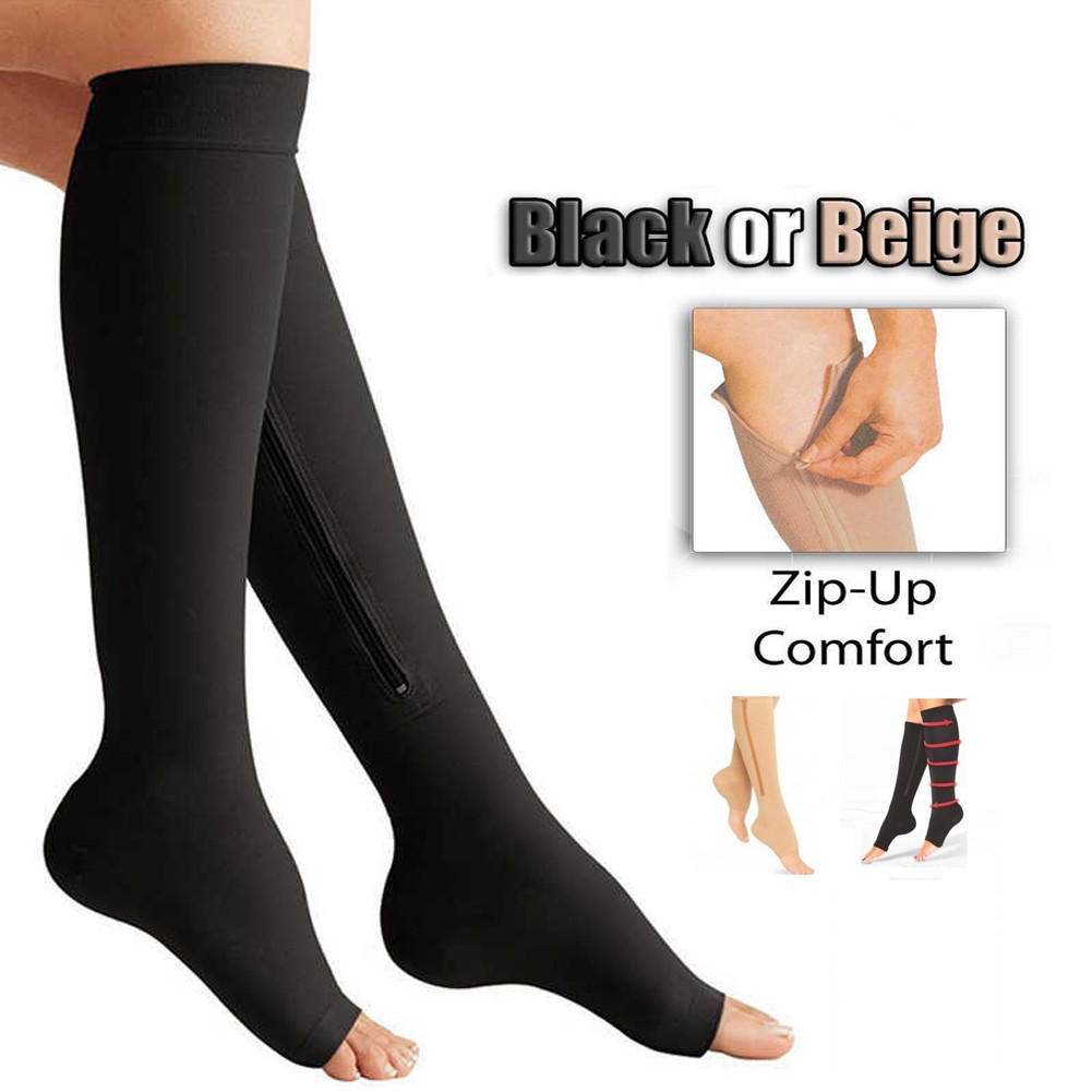 Zipper Sock Zip-Up Compression Socks Leg Support Unisex Sock Knee Stocking  Healthy