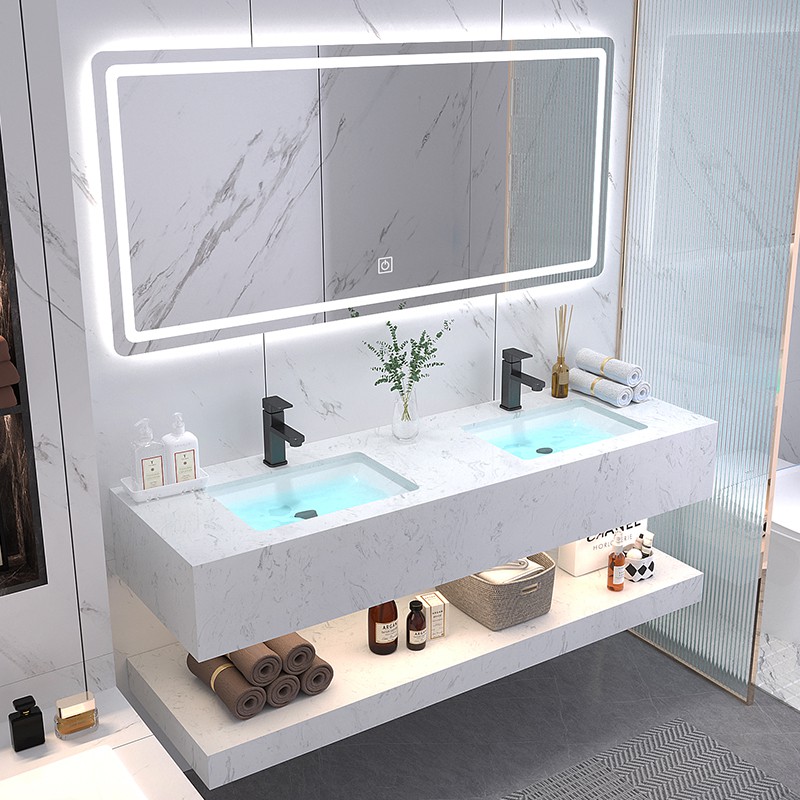 Modern Smart Bathroom Cabinet Combination Double-Layer Double Basin ...