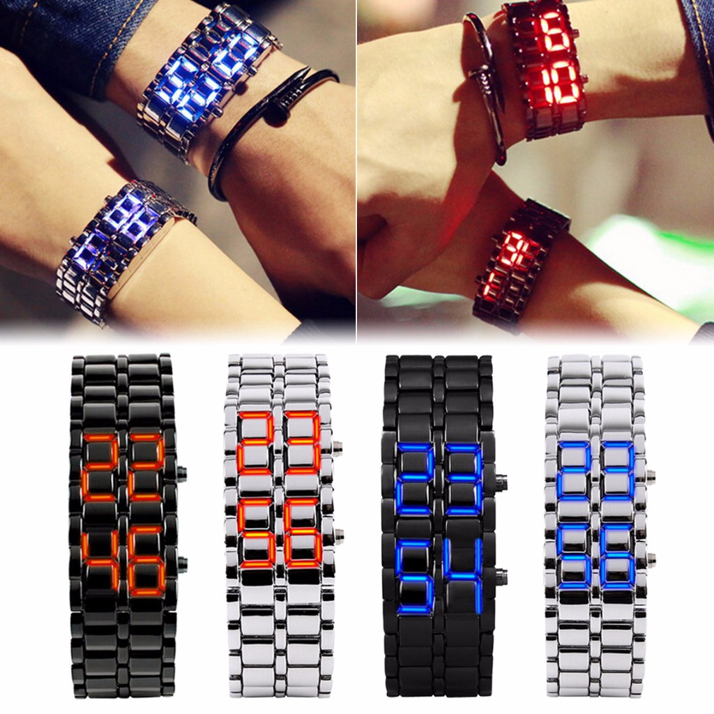 Unisex Mens Womens Lava Iron Stainless Steel Faceless LED Digital Wrist Watch Shopee Malaysia