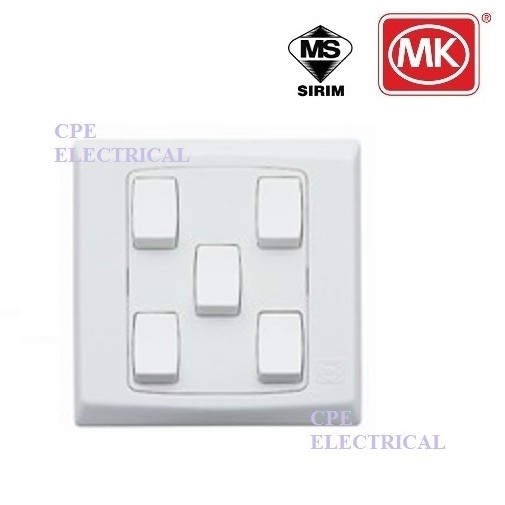 MK S8875 5 GANG 1 WAY 10AX SP SWITCH WHITE | Shopee Malaysia