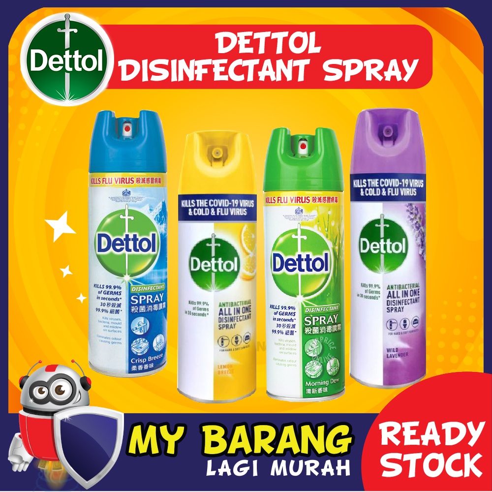 Dettol Disinfectant Spray Morning Dew Crisp Breeze Lavender Lemon 450ml Mybarang 8562