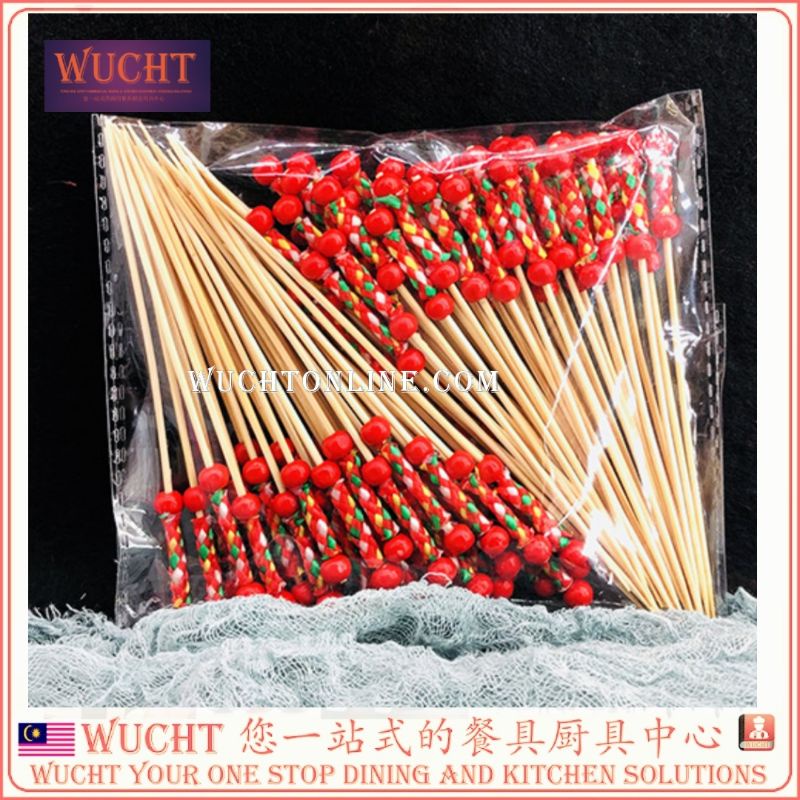 【WUCHT】Cocktail Stick 100 pieces Wooden Toothpick Knot Skewer Cocktail
