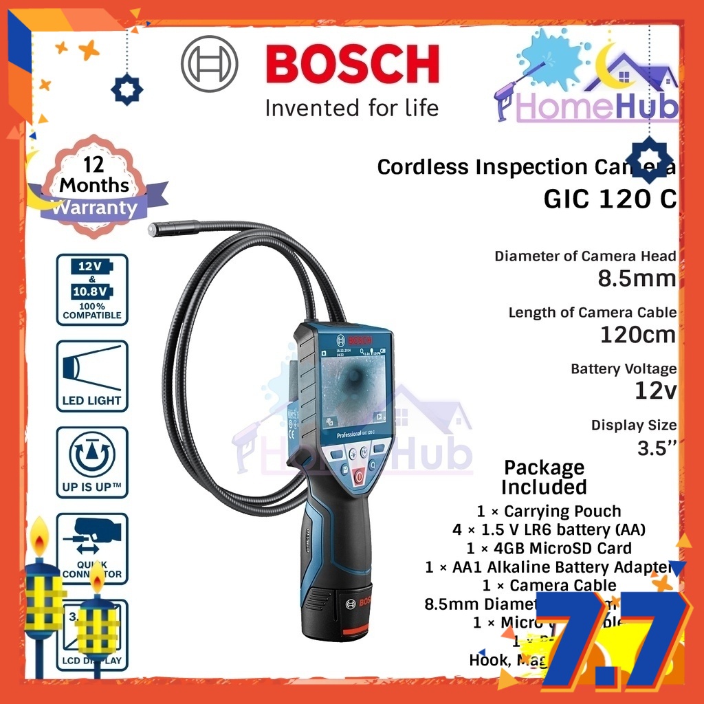Bosch Detector Wall Scanner GIC120C Cordless Inspection Camera Drain