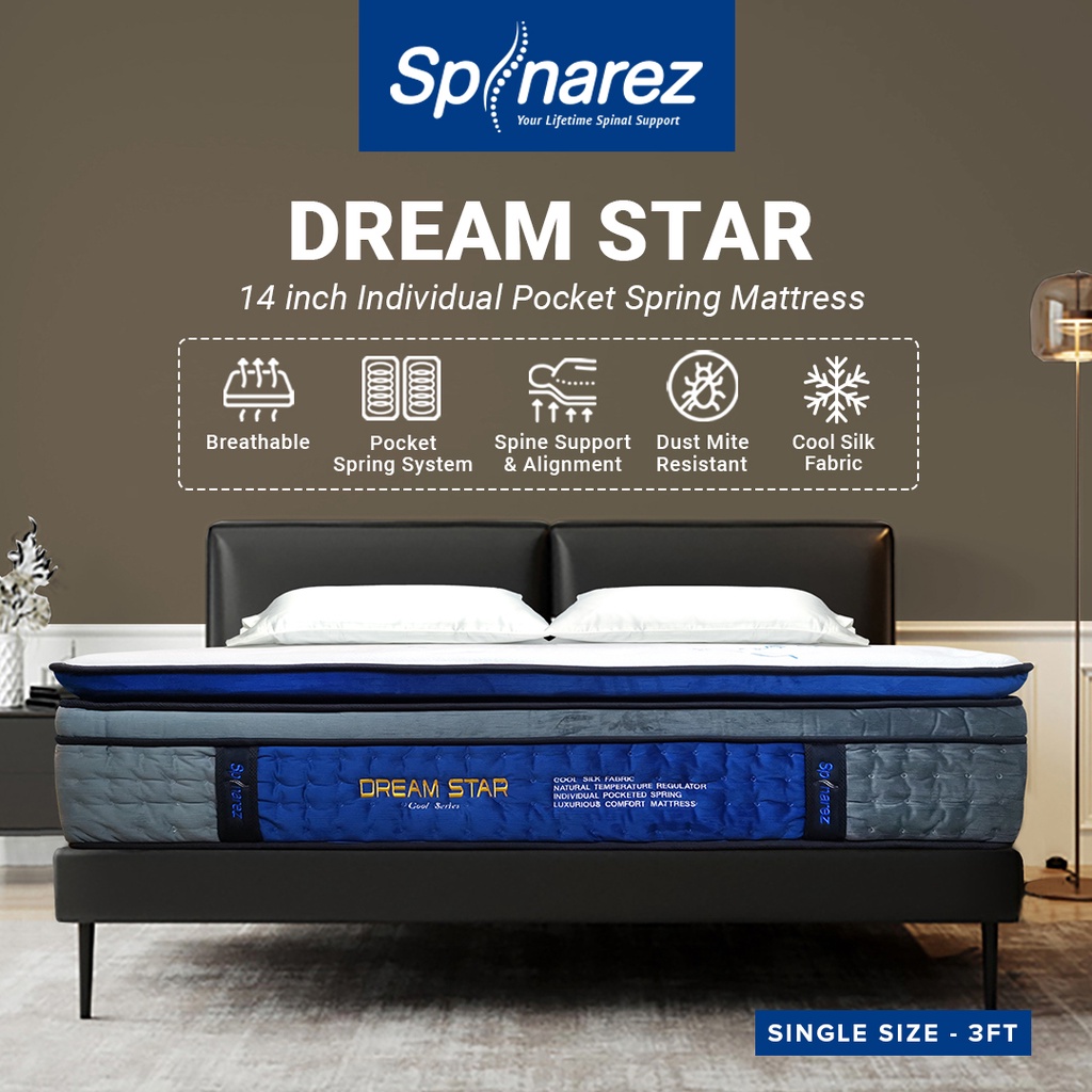 SpinaRez Dream Star Mattress 14 Inch Individual Pocket Spring Mattress ...