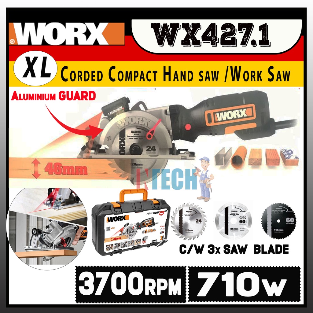 WORX WX427.1 WX4271 XL CORDED COMPACT HAND SAW WORK SAW 710W