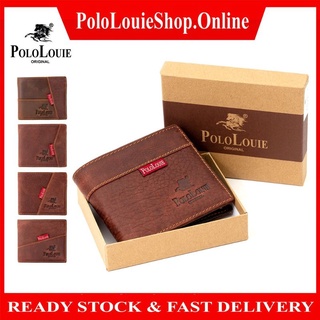 Original Polo Louie Men's New Genuine Leather Bi-Fold Wallet High Quality Purse Dompet Kulit Lelaki