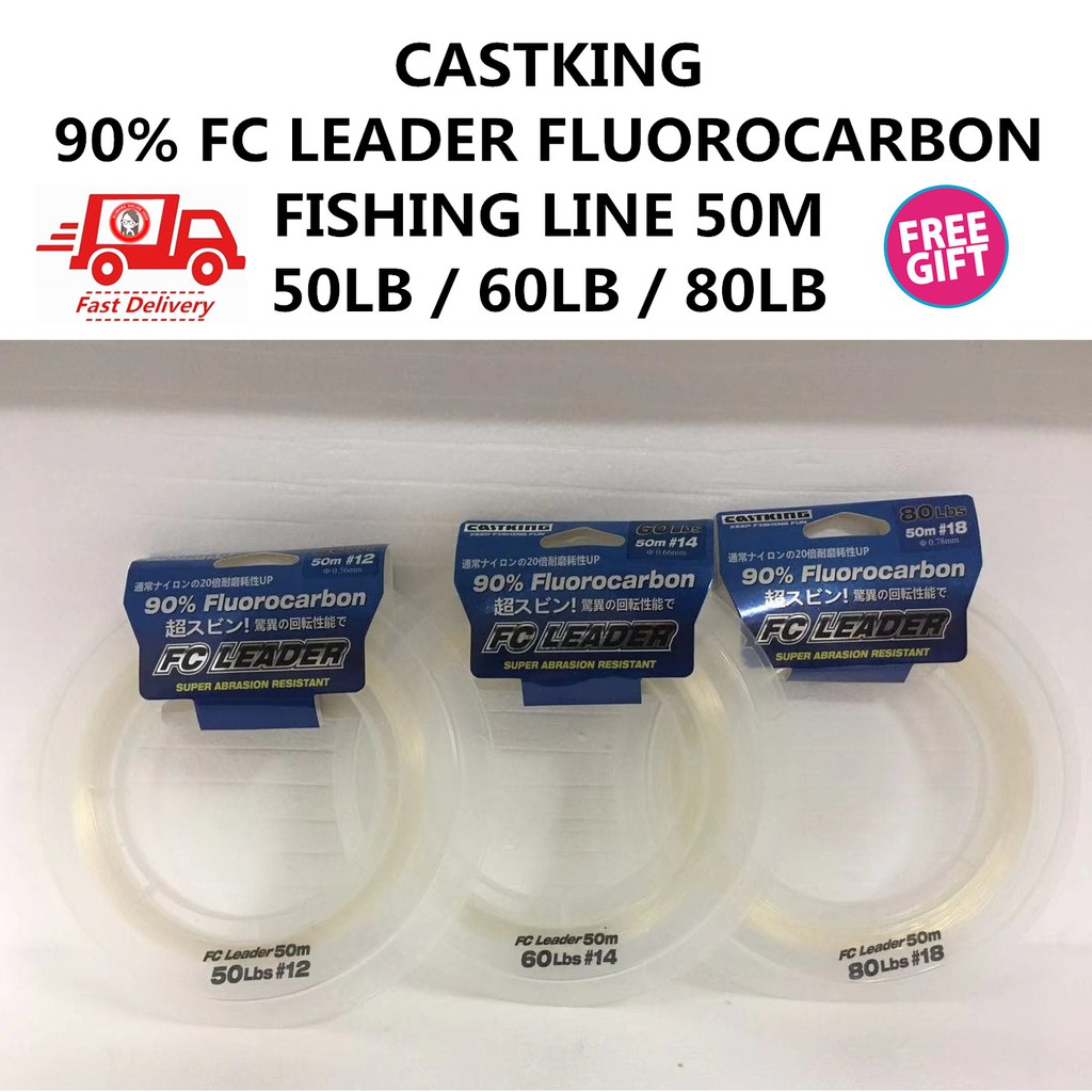 CASTKING 90% FC LEADER FLUOROCARBON FISHING LINE 50M 50LB / 60LB
