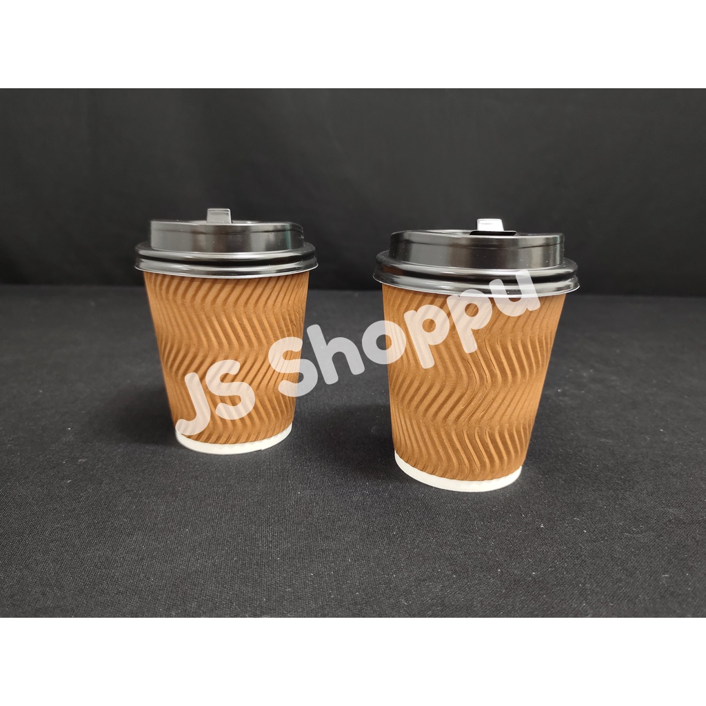 50 Pack 12oz Ripple Wall Disposable Coffee Cups With Lids - Insulated, BPA Free, For Hot & Cold Drinks - View #4