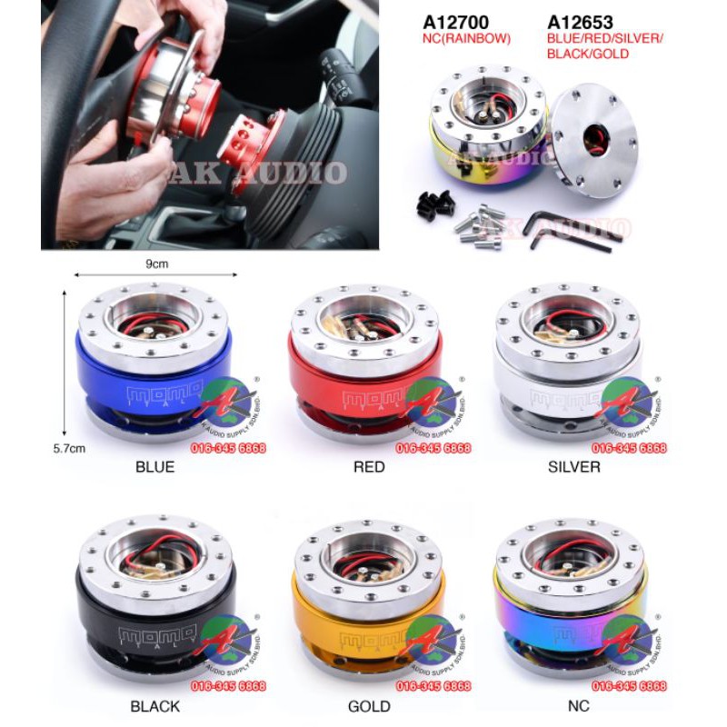 ITSOK]Burn Blue JDM Steering Wheel Quick Release Hub Adapter Snap Off Boss Kit Universal Racing For Momo I.981849346