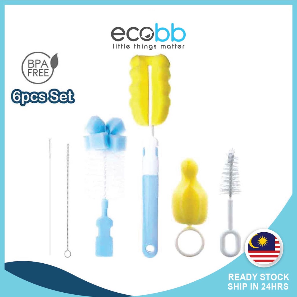 Baby Bottle Brush 6pcs Sponge Brush Milk Bottle Teats Nipple Brush