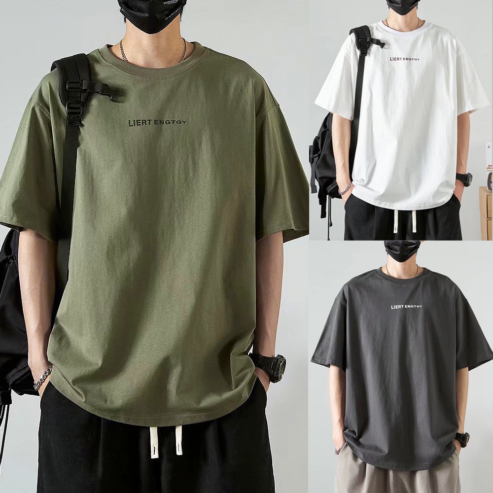 Summer Korean Style Fashion All Match Army Green Solid Color T Shirt Men Top Baju T Shirt Lelaki Shopee Malaysia