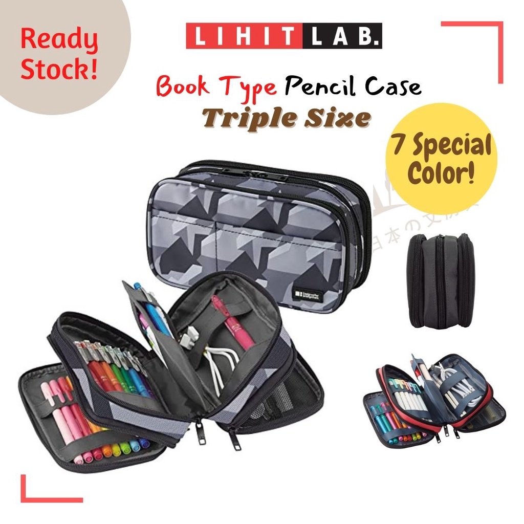 [Special color Edition] Lihit lab Pen Pencil Case Book Type Triple
