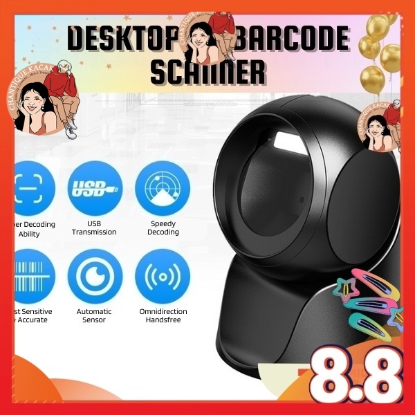 CK~ Barcode Scanner 2D Omni Laser Stand Table USB Screen Adjustable QR ...
