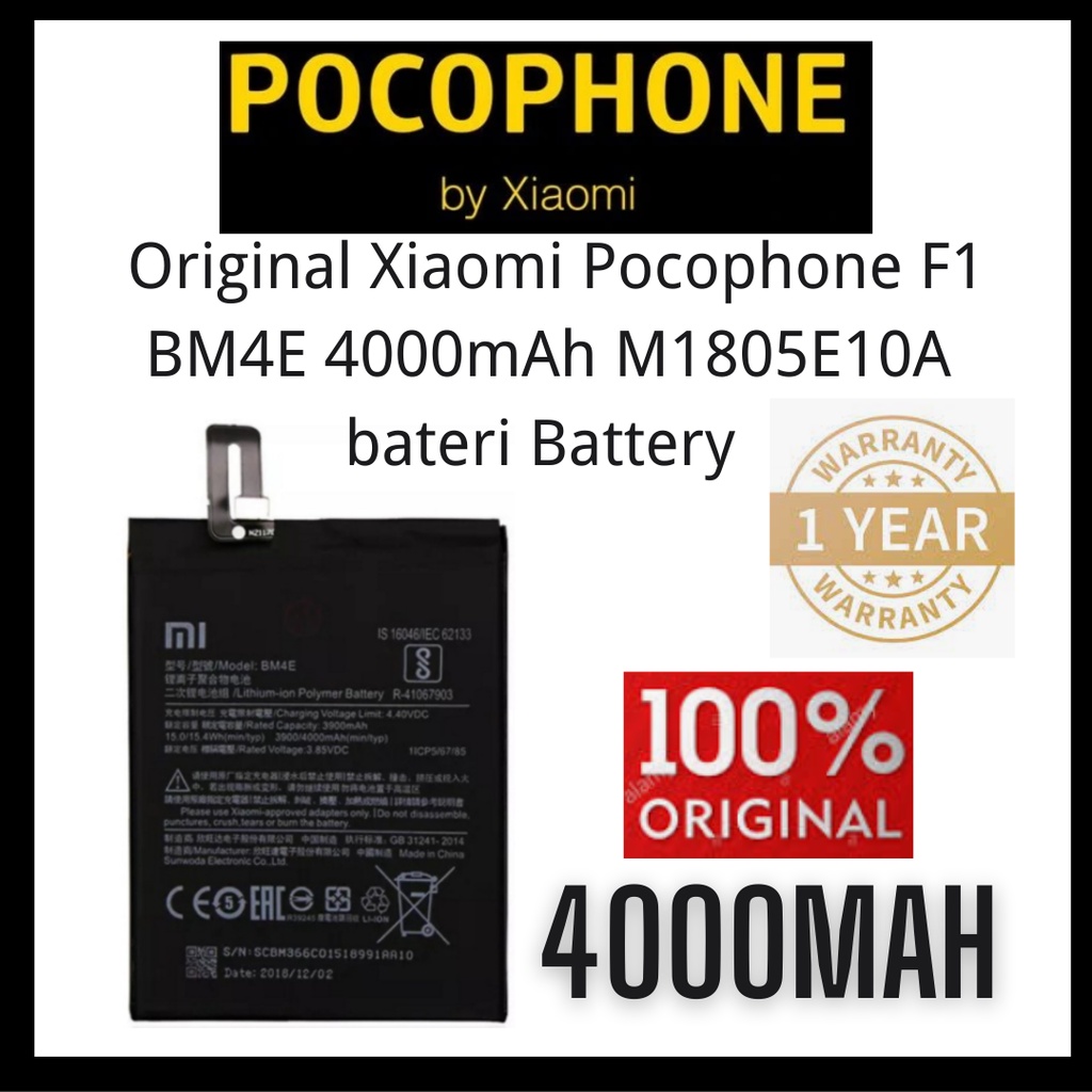 Original Xiaomi Pocophone F1 Bm4e 4000mah M1805e10a Bateri Battery Shopee Malaysia 9032