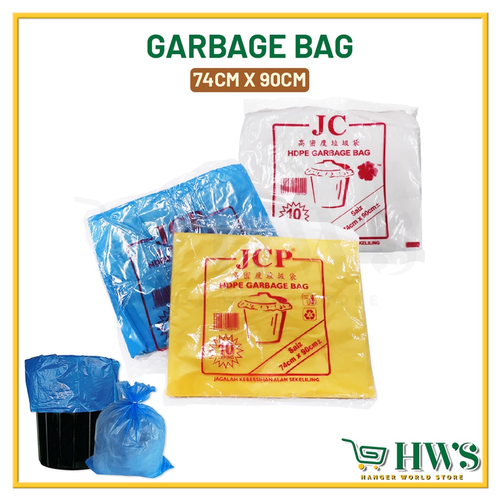 HWS JCP HDPE GARBAGE BAG TRASH BAG 74X90CM 10PCS SET PLASTIC SAMPAH ...