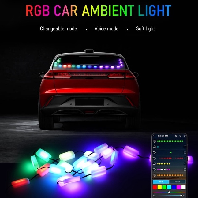 1.5M RGB Rear Windshield Strip Lights Universal Car LED Atmosphere ...