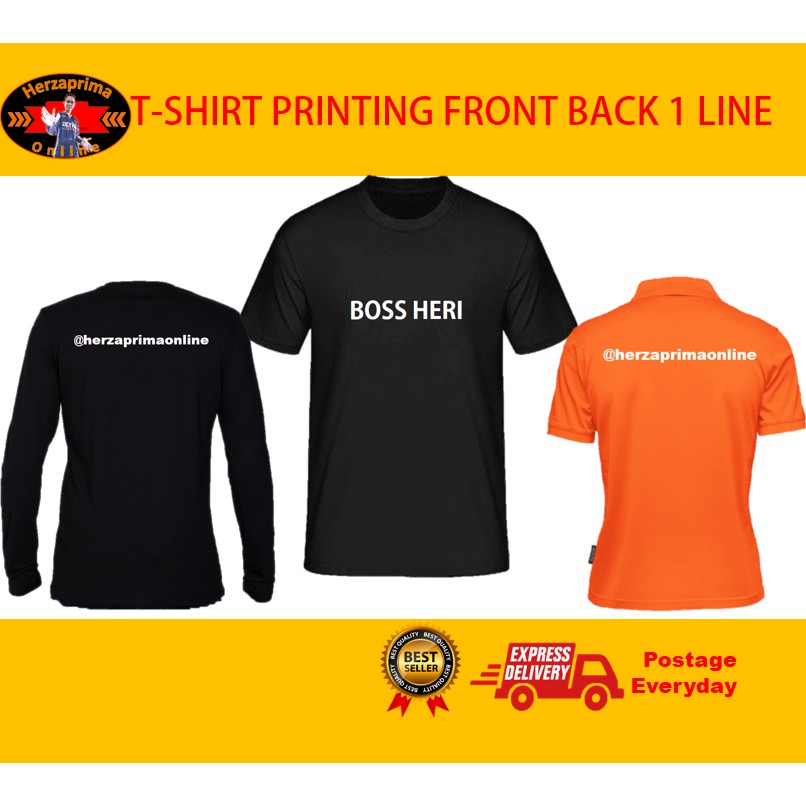 T Shirt Printing Front Back 1 Line By Herzaprima Online Shopee