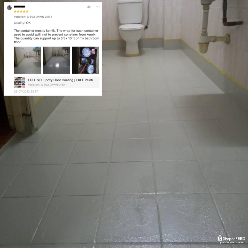 693 DAWN GREY ( FULL SET EPOXY PAINT HEAVY DUTY ) TOILET TILES FLOOR ( 1L PRIMER / 1L EPOXY / 0.