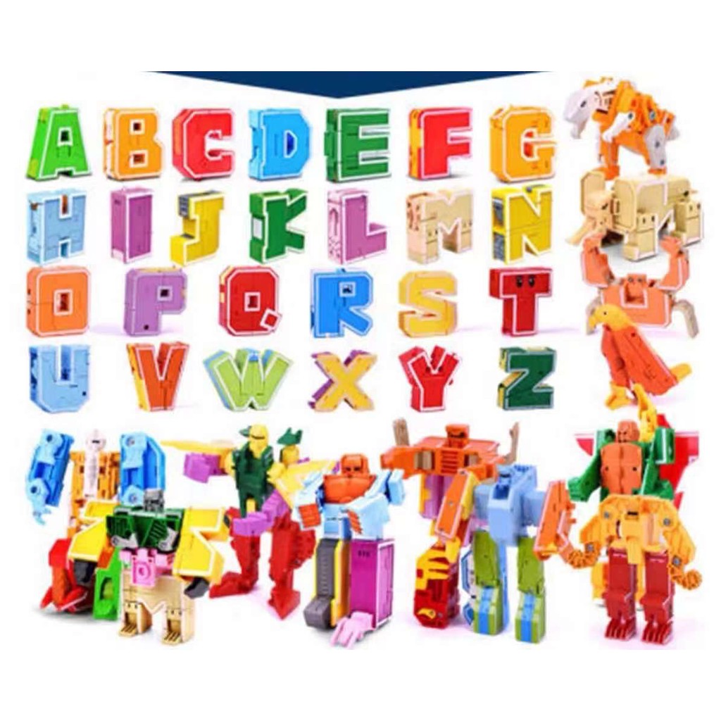 26 Alphabet Transformers Robot Early Education Learning and Play Toys ...