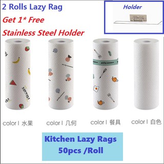 50Pcs/Roll From Reusable Lazy Rags Bamboo Towels Wet And Dry For Kitchen ~