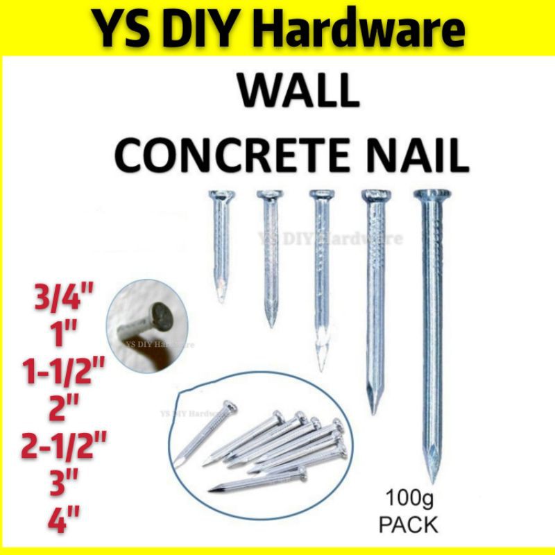 CONCRETE NAIL / WALL NAIL / PAKU SIMEN/ PAKU DINDING / PAKU BATU(100gm