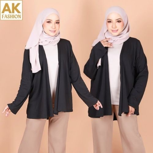 KM Muslimah Cardigan Korean Style Outerwear [B34982] Black 42/L