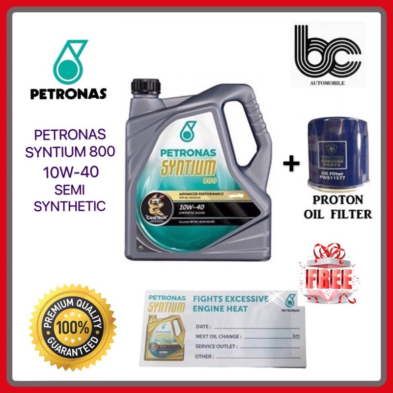 PETRONAS SYNTIUM 800 SEMI SYNTHETIC 10W40 / 10W40 / CAR ENGINE OIL + PROTON OIL FILTER / MINYAK
