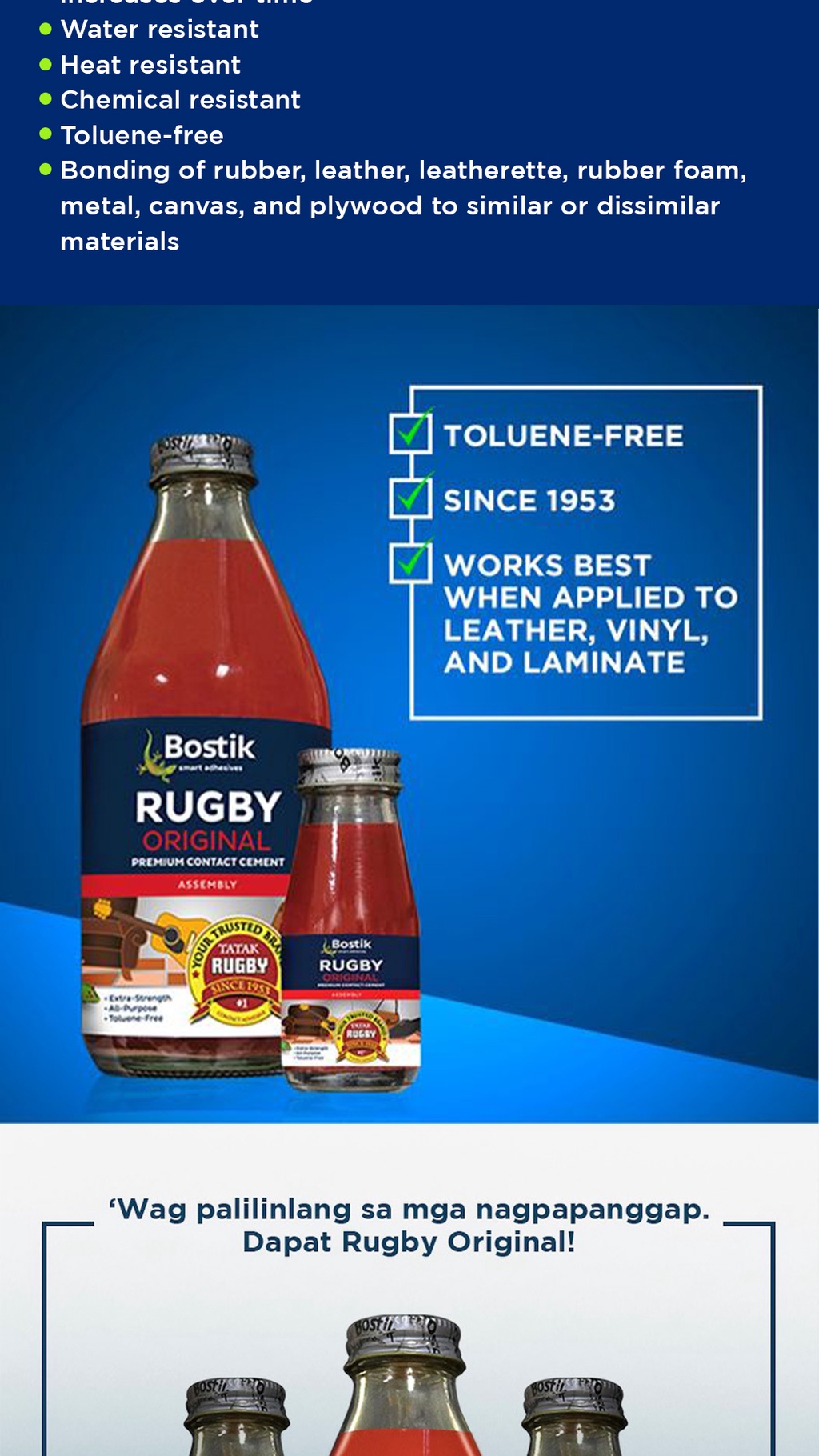 Bostik Rugby 45ML - w/ applicator (Bonding of rubber, leather, rubber ...